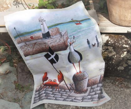St Ives Smeatons Pier Tea Towel