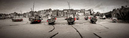 Boats in Harbour with Red Buoys