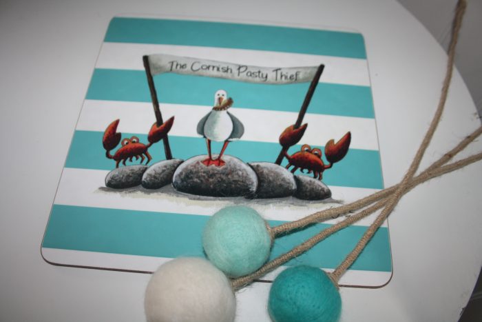 turquoise white stripe pasty thief xl placemat