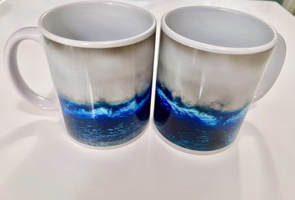 sapphire blue wave mugs x 2