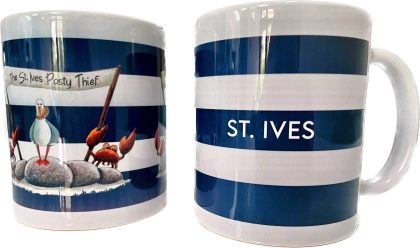 Navy Stripe Pasty Thief Mug St Ives