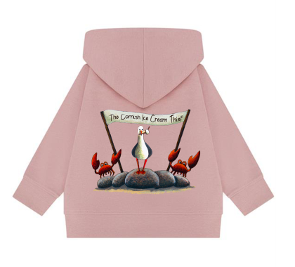 Baby and Toddler Hoodie Cornish Ice Cream Thief Pink