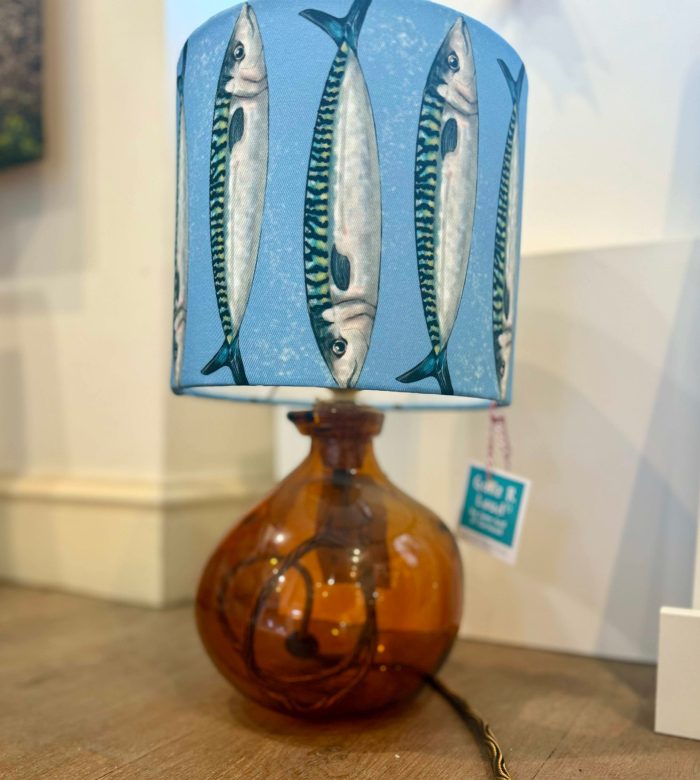 Mackerel Fish Lampshade Cornish Blue
